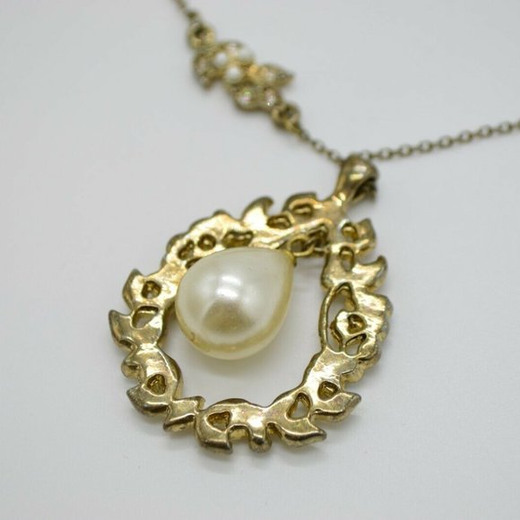 Art Nouveau Style Faux Pearl Clear Rhinestone - Picture 5 of 5